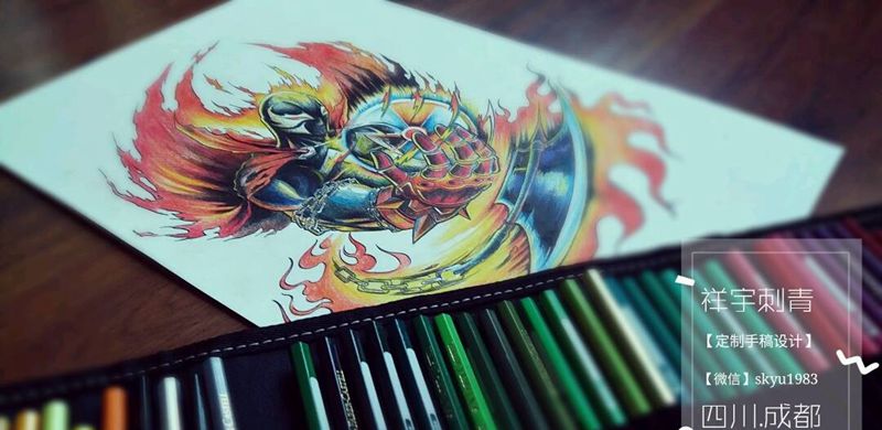 核超人纹身图片_手臂欧美人物原创手稿纹身图案