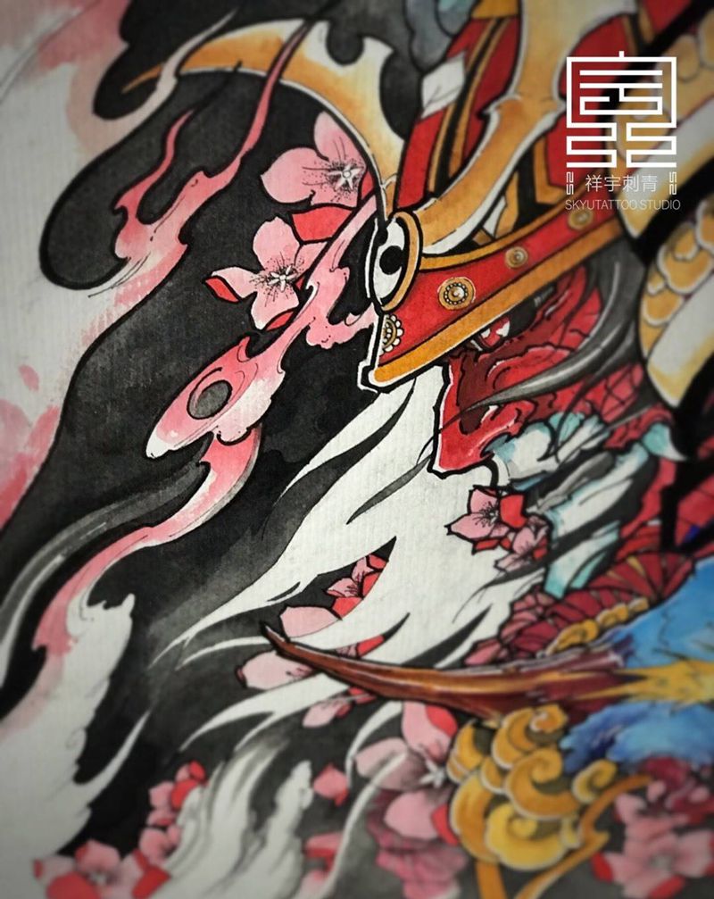 定制手稿纹身图片_手稿手臂传统原创鬼神纹身图案