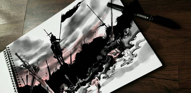 殇纹身图片_手臂传统原创手稿纹身图案