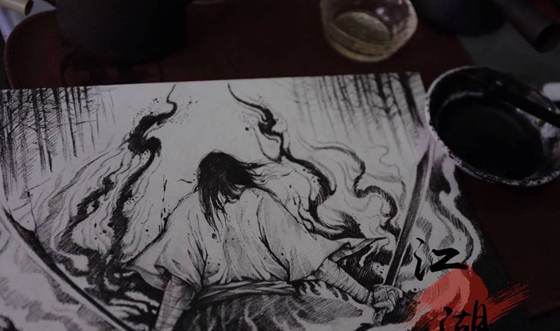 无畏纹身图片_颈部肩部武侠江湖纹身图案