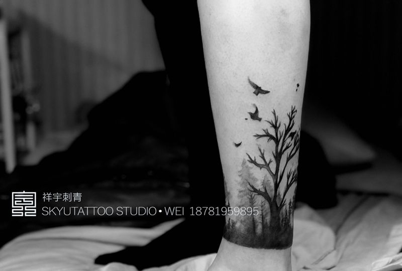 遮盖纹身图片_成品脚部清新植物纹身图案