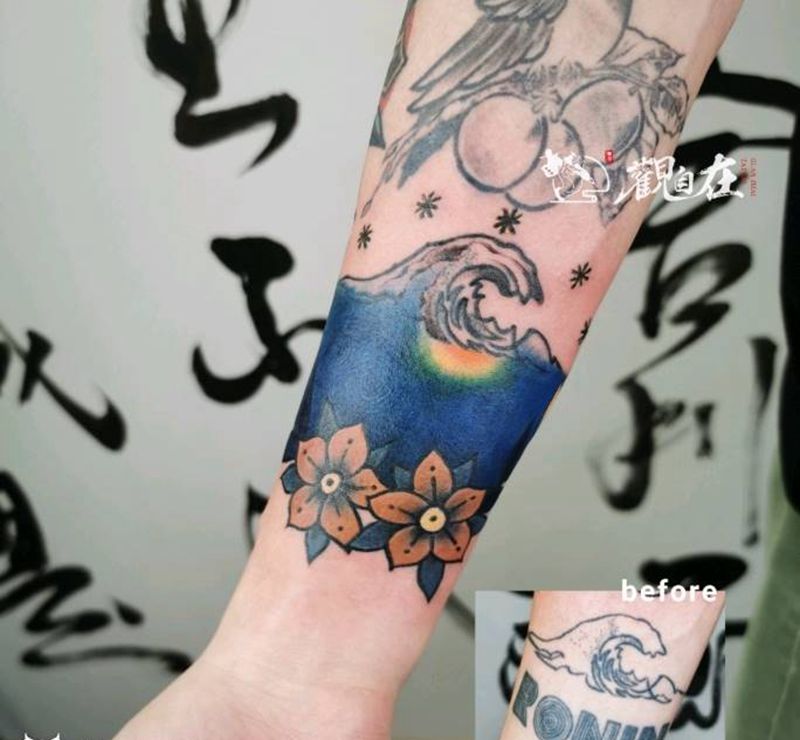 客人自己设计的旧纹身修纹身图片_手臂Old School纹身图案