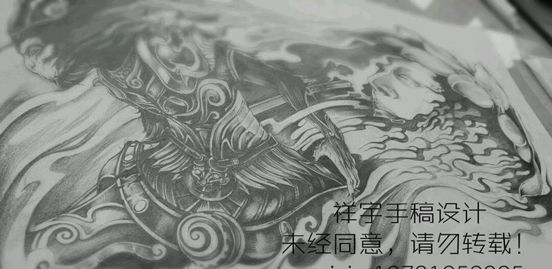 妖圣纹身图片_胸部手臂传统鬼神原创手稿纹身图案