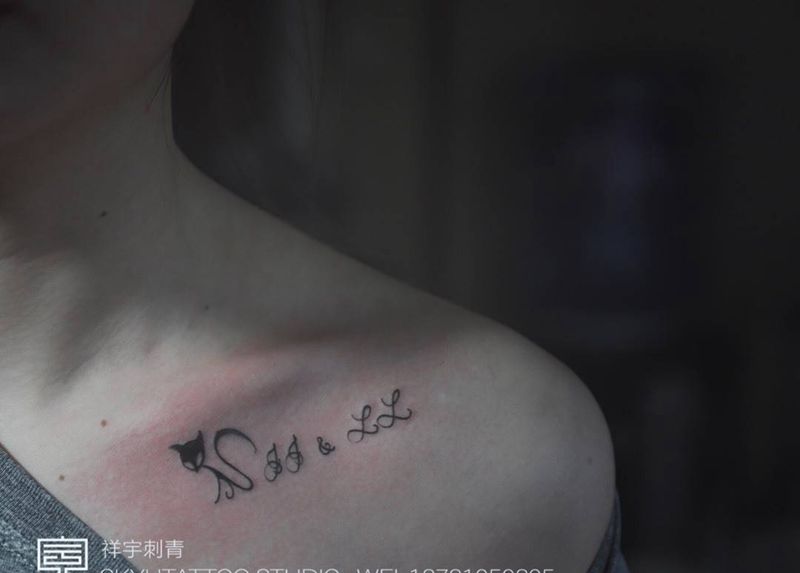小清新纹身图片_成品胸部清新字符动物纹身图案