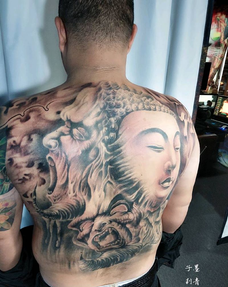 佛与魔纹身图片