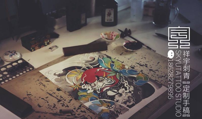 达摩蛋纹身图片_脚部新传统达摩 莲花纹身图案