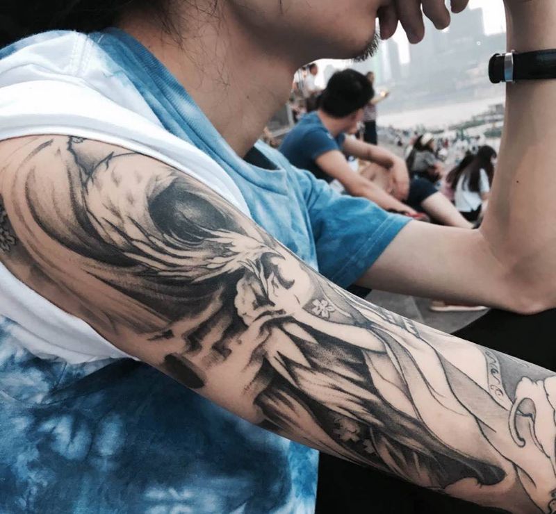 作品恢复后纹身图片_成品手臂传统原创纹身图案