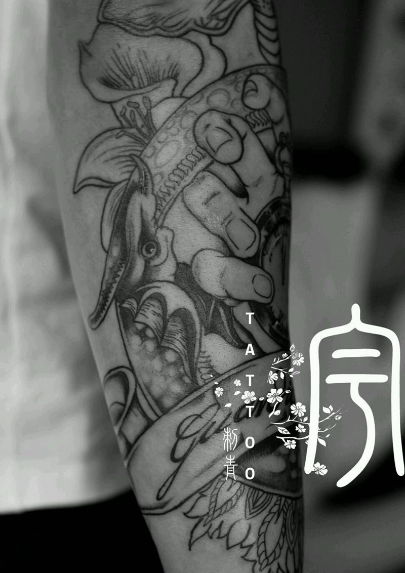 花臂纹身图片_手臂欧美动物植物原创成品纹身图案