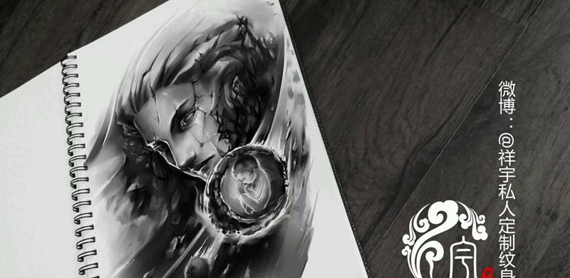 进化纹身图片_手部欧美人物手稿纹身图案