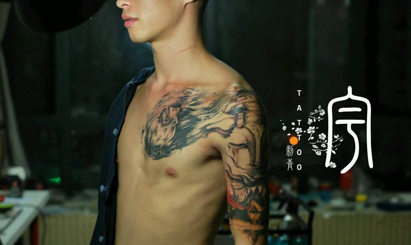 五行佛咒纹身图片_手臂传统鬼神原创成品纹身图案