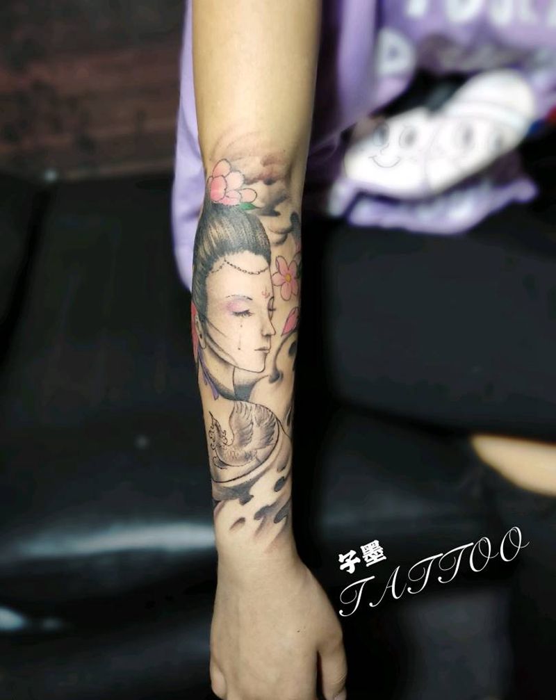 艺伎纹身图片_手部纹身图案