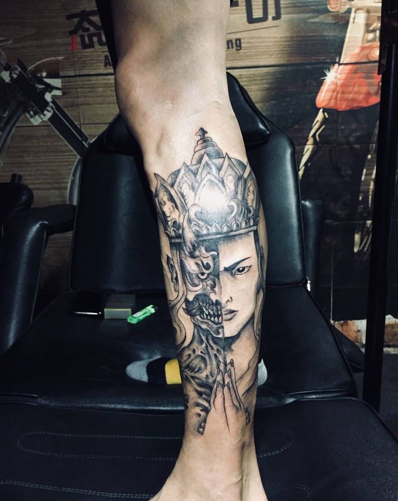 半魔半佛纹身图片