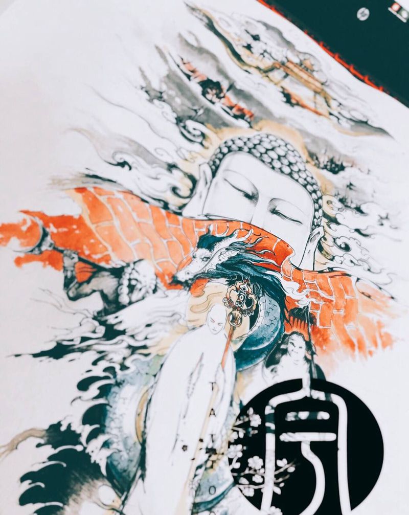 圆•空纹身图片_手稿手部传统鬼神原创纹身图案