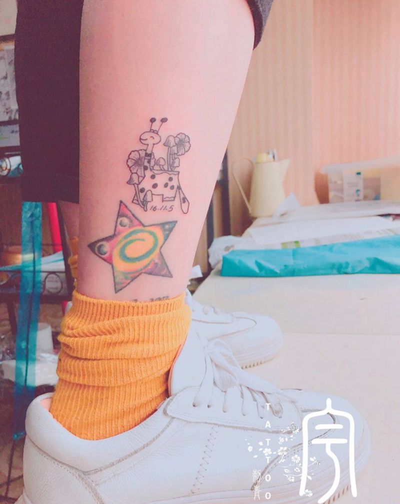 女儿给妈妈设计的纹身纹身图片_成品脚部清新原创动物纹身图案