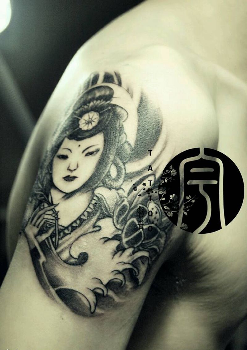 观音纹身图片_手臂传统鬼神成品纹身图案