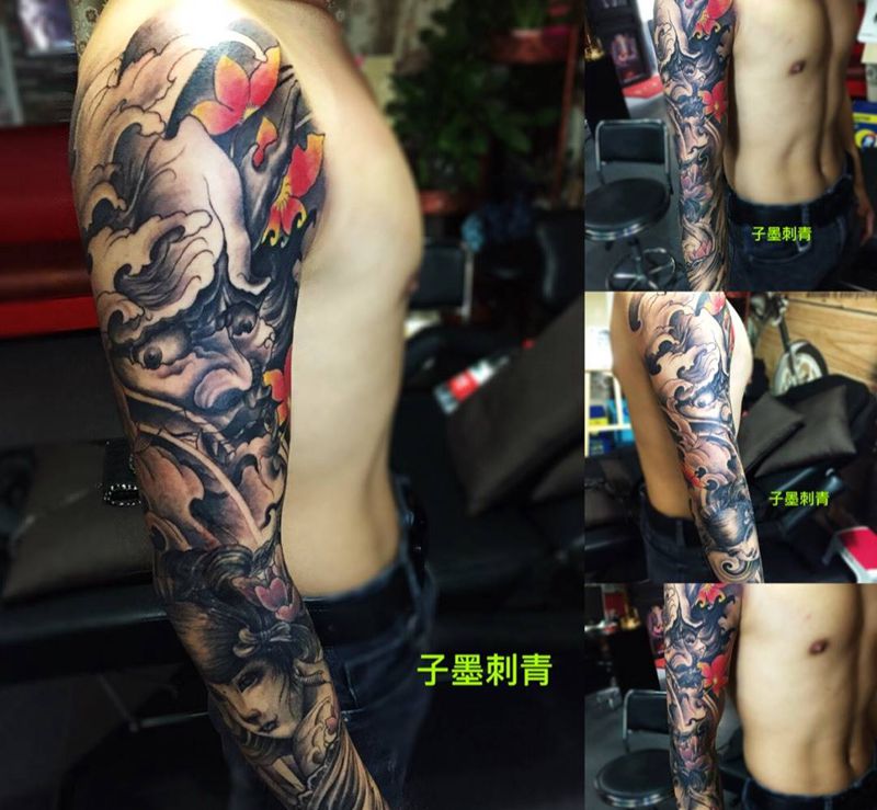 艺妓般若大花臂纹身图片