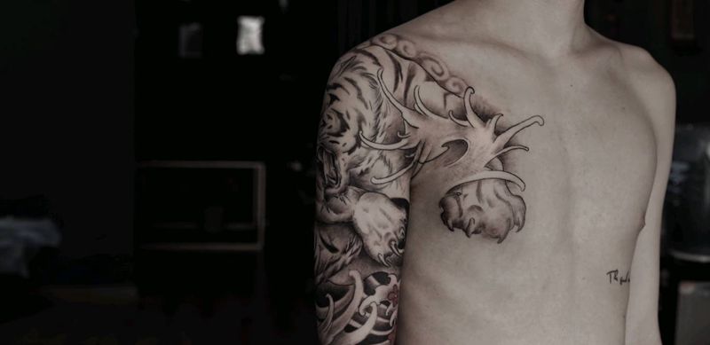 老虎纹身图片_手臂纹身图案