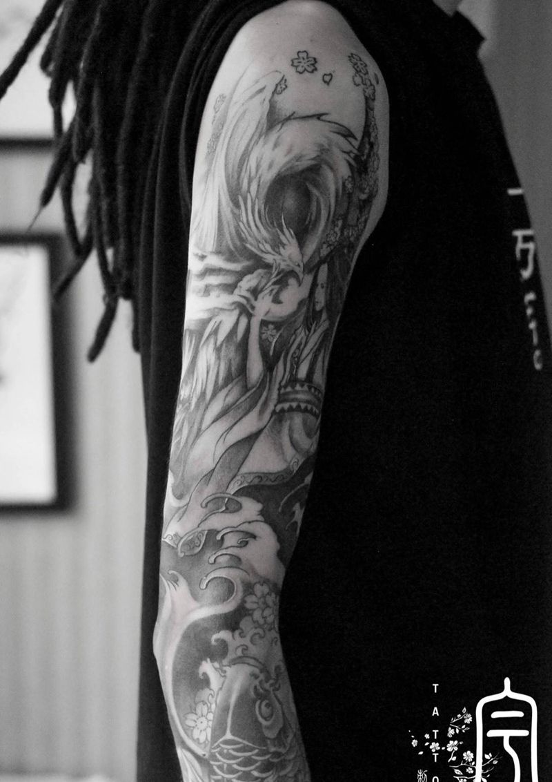 传统纹身图片_成品手臂传统原创人物纹身图案