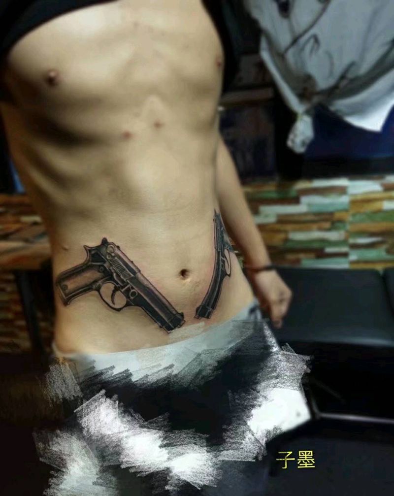 双枪纹身图片