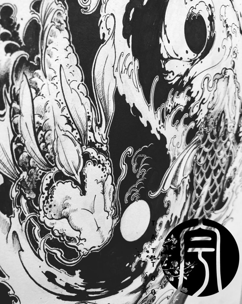 太极鱼纹身图片_手稿脚部传统原创纹身图案