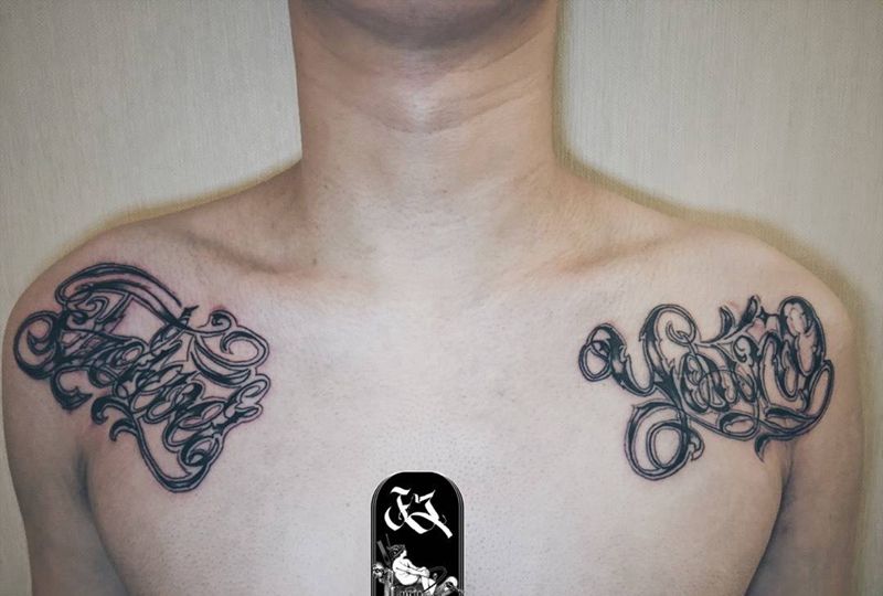 奇卡诺字4everyoung纹身图片_成品胸部欧美字符以太刺青纹身图案