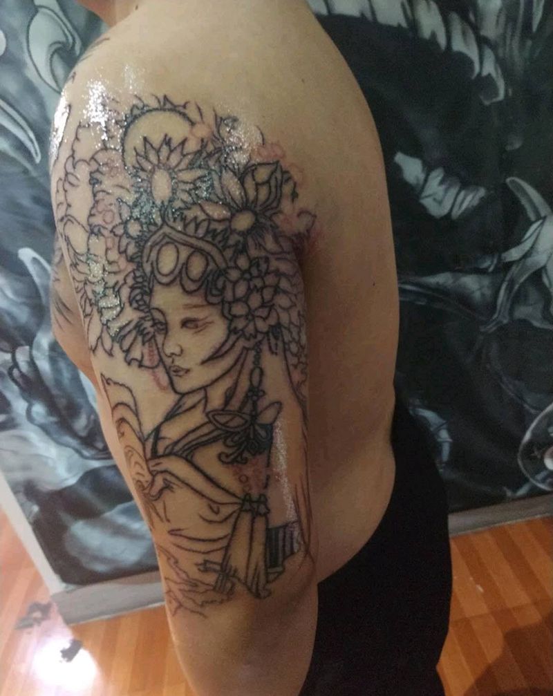 半甲纹身图片_胸部手臂纹身图案