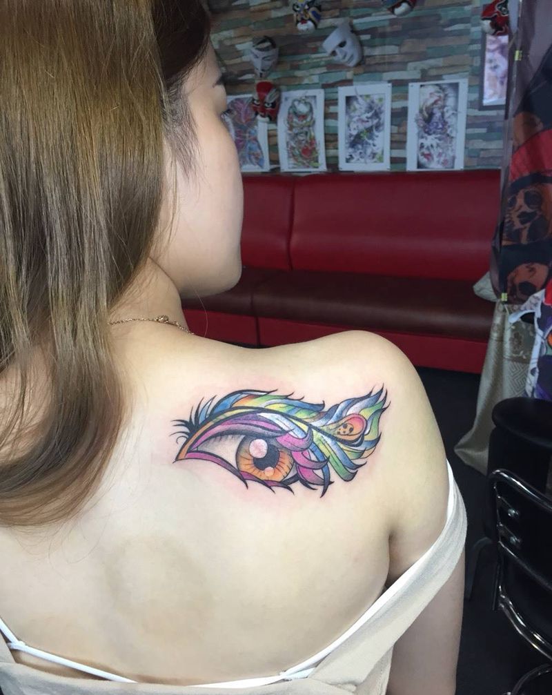 毛毛➕眼纹身图片