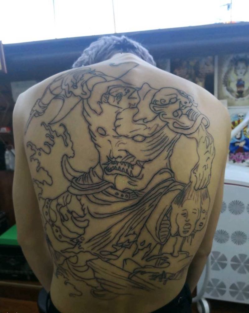 线已做完等上色纹身图片_老传统纹身图案