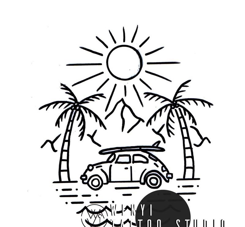 文一刺青——庭纹身图片_手稿插画欧美Blackwork原创纹身图案