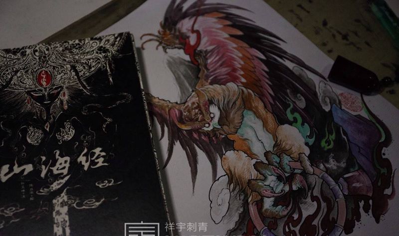 原创手稿纹身图片_手臂腰部新传统纹身图案