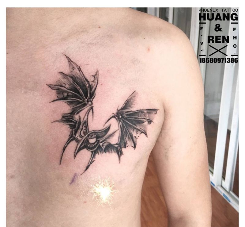 作业纹身图片_成品写实胸部欧美动物原创纹身图案