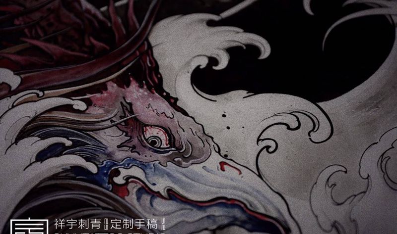 定制手稿•山海纹身图片_手臂新传统山海经纹身图案