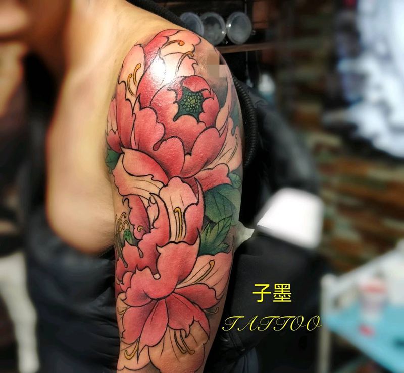 牡丹花纹身图片