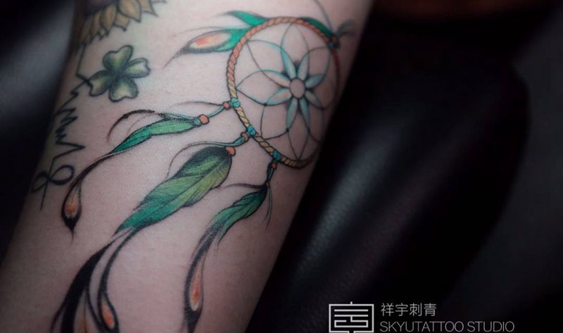 捕梦网纹身图片_手臂捕梦网纹身图案