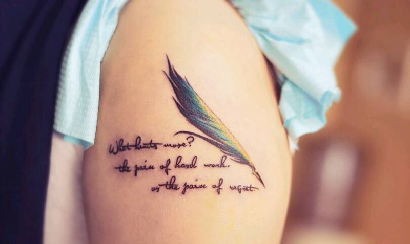 伤痛纹身图片_手臂清新字符成品纹身图案