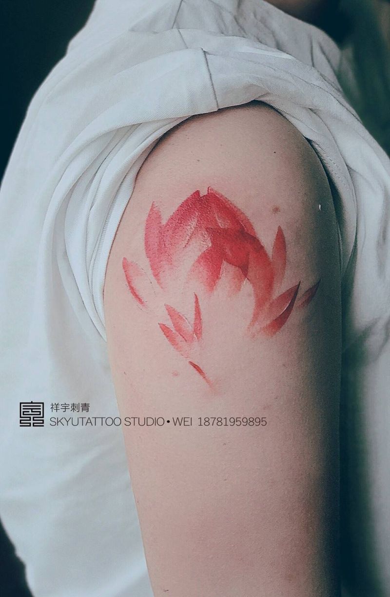 写意花卉纹身图片_成品手臂清新原创植物纹身图案