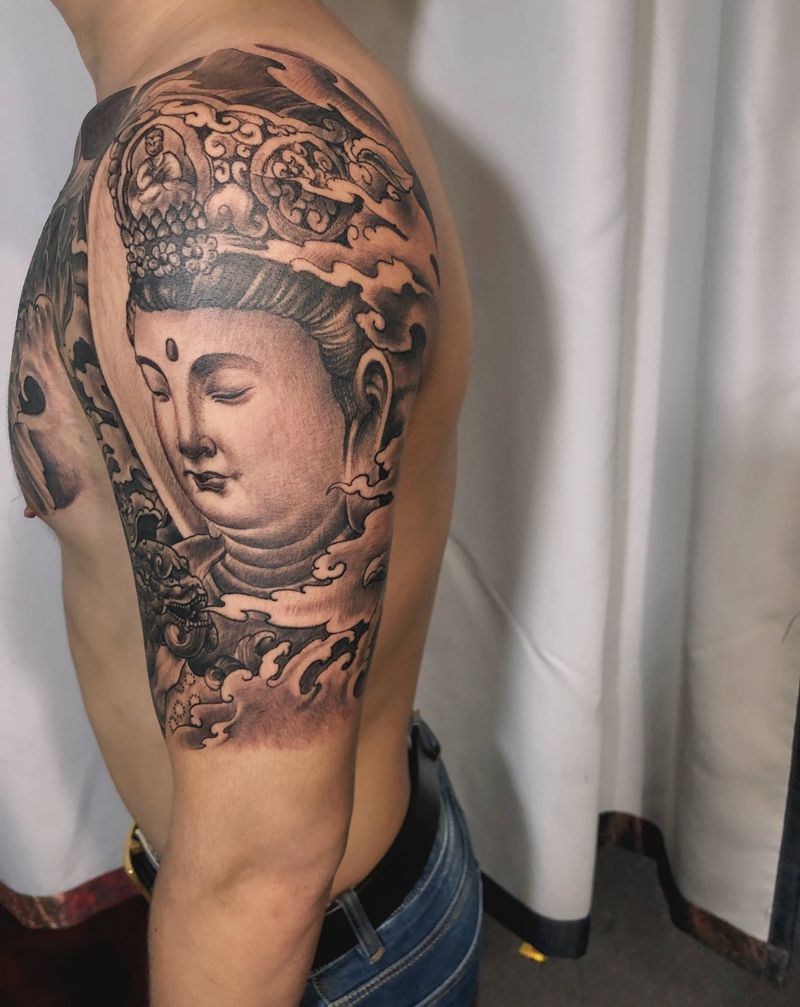 半甲纹身图片_胸部肩部新传统老传统纹身图案