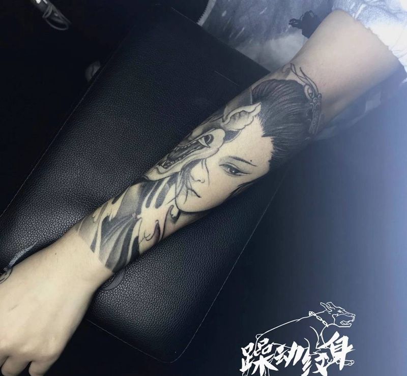 修改艺伎纹身图片_手臂新传统纹身图案