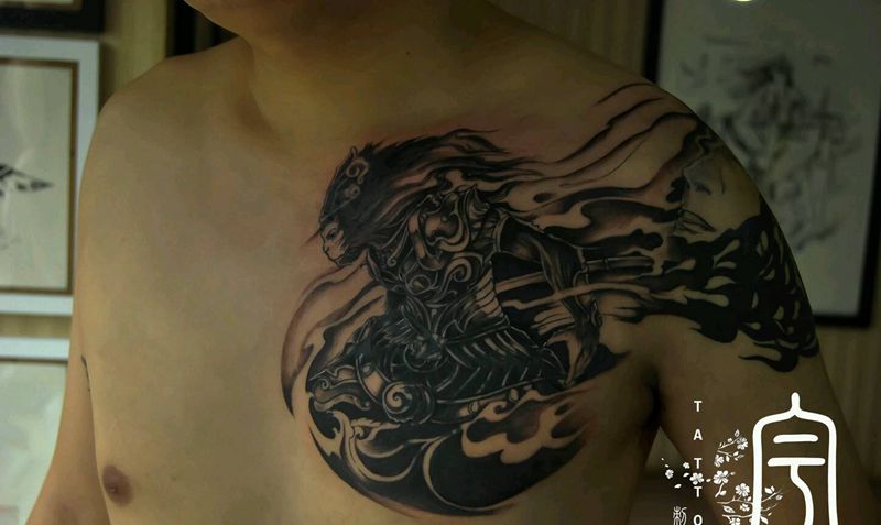 妖圣遮盖纹身图片_胸部手臂传统鬼神原创成品纹身图案