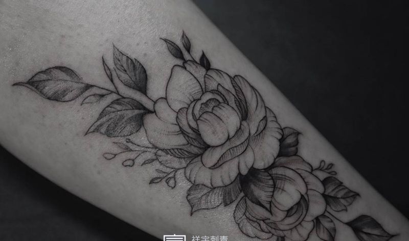 小清新花卉纹身图片_成品脚部清新植物纹身图案