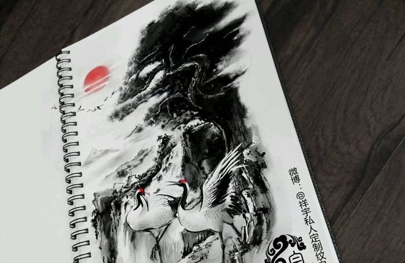遮盖手稿设计纹身图片_背部国画原创手稿纹身图案