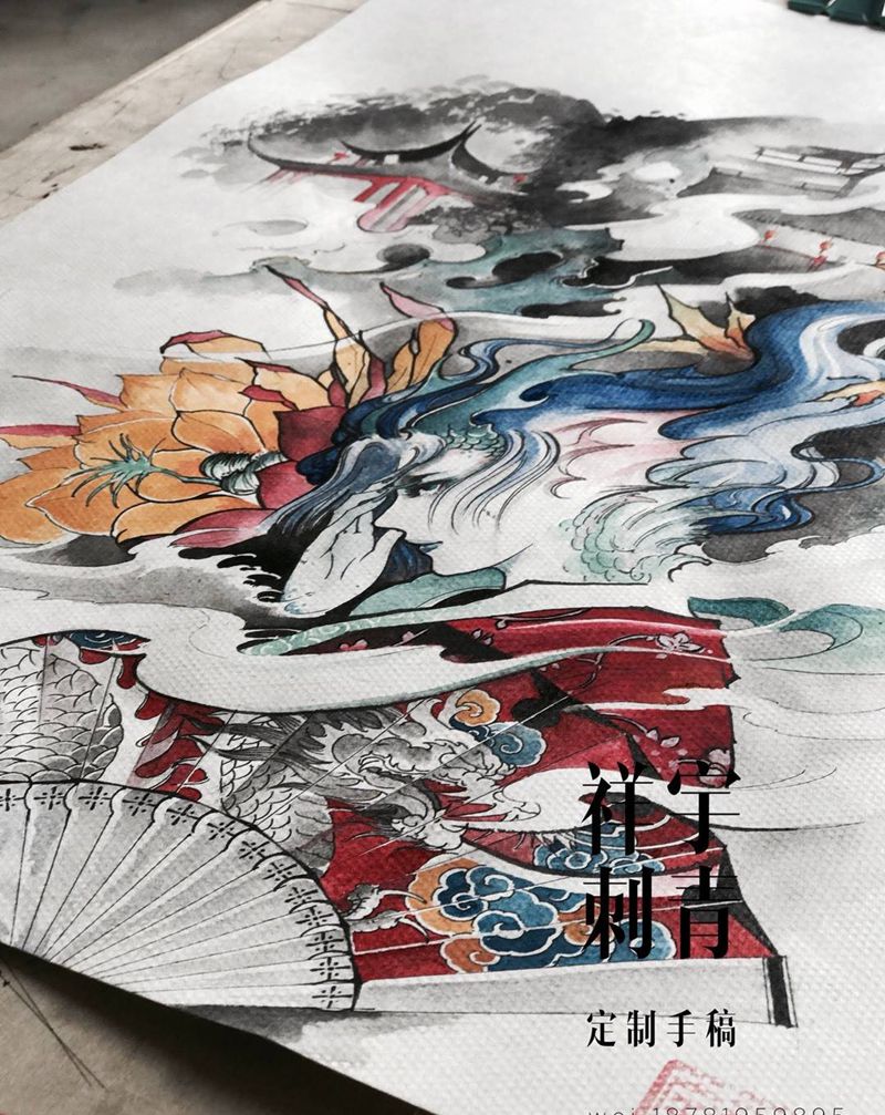 订制手稿纹身图片_手稿手臂传统原创鬼神纹身图案