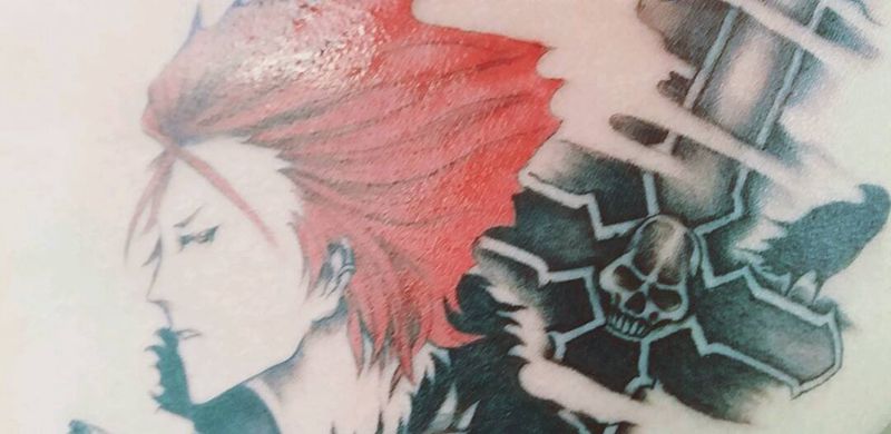 尊纹身图片_胸部欧美人物原创成品手稿纹身图案