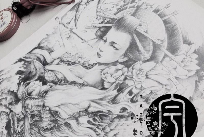 通体之满背纹身图片_手稿背部传统写实原创人物鬼神纹身图案