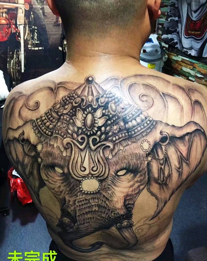 象神未完成纹身图片
