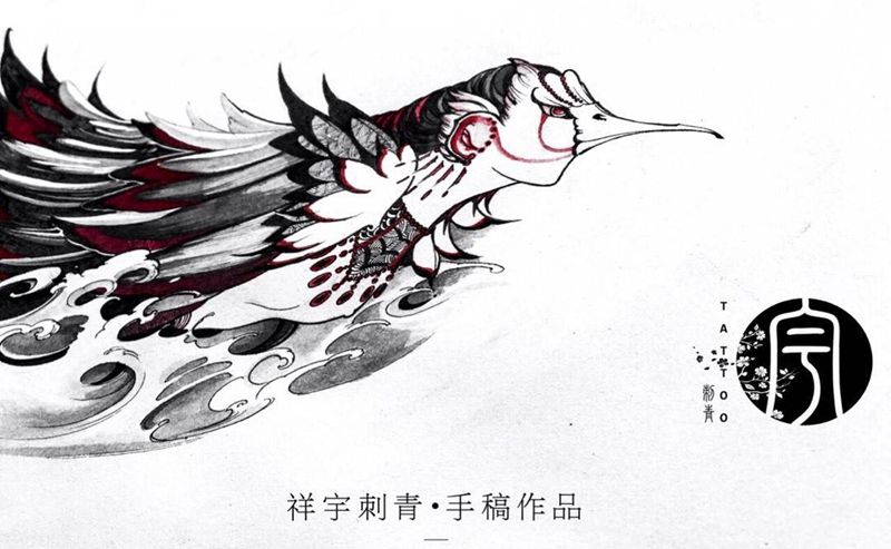 定制手稿纹身图片_手稿肩部传统原创鬼神纹身图案