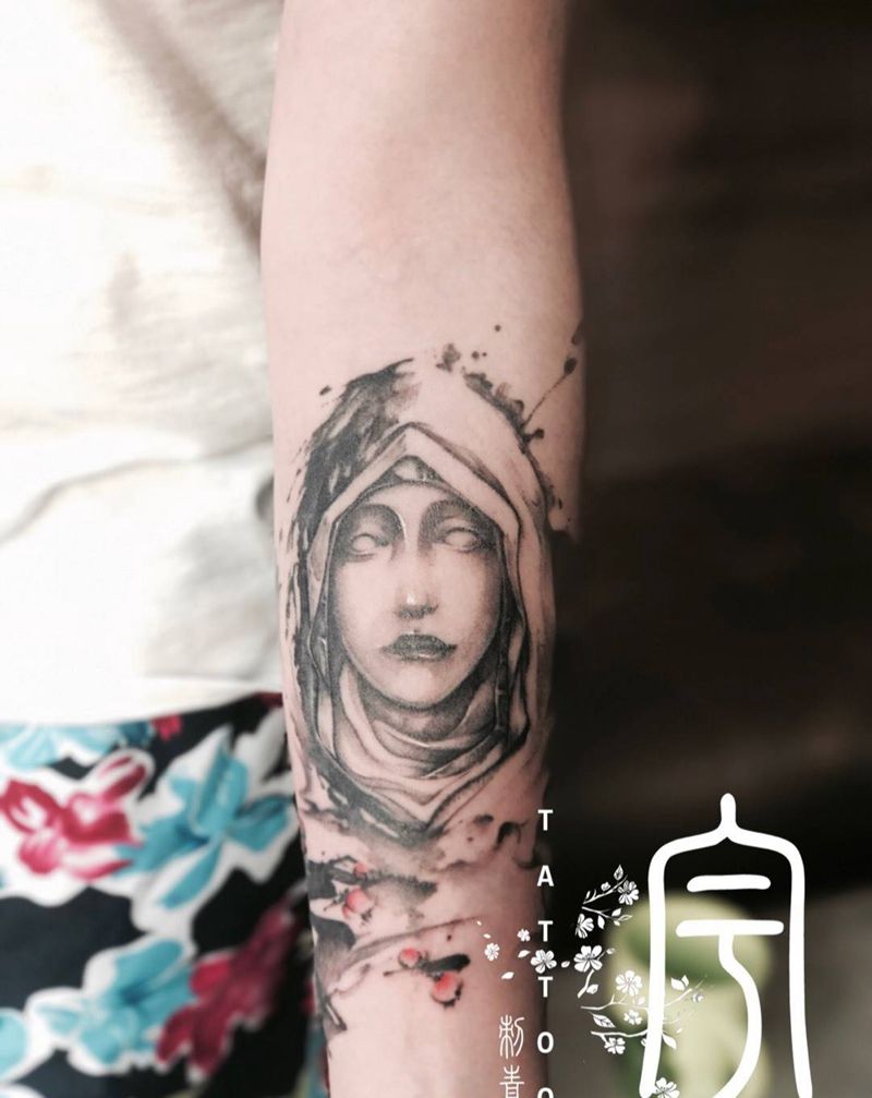 包小臂纹身图片_成品手臂传统国画字符原创纹身图案