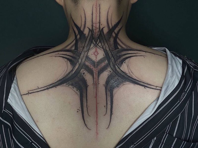 暗黑花体纹身图片