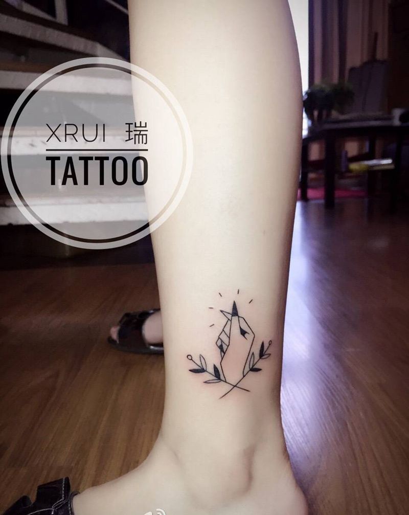 小清新纹身图片_成品腿部欧美清新纹身图案