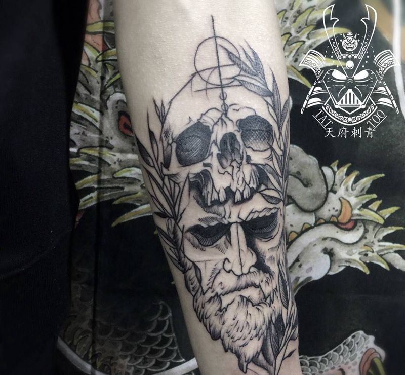 人物纹身图片_成品手臂欧美人物纹身图案